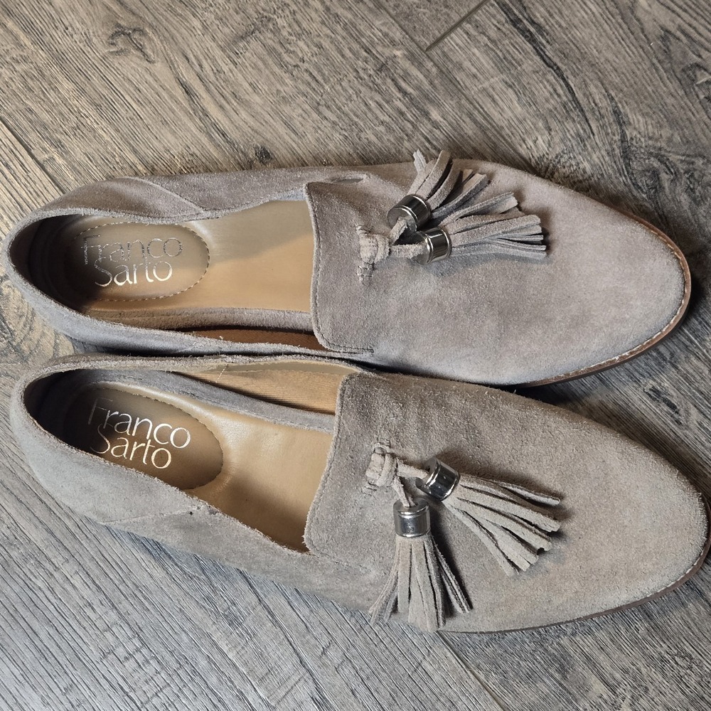 Franco Sarto Women's Beige Suede Tassel Classic Loafers Size 8.5 - Picture 5 of 7
